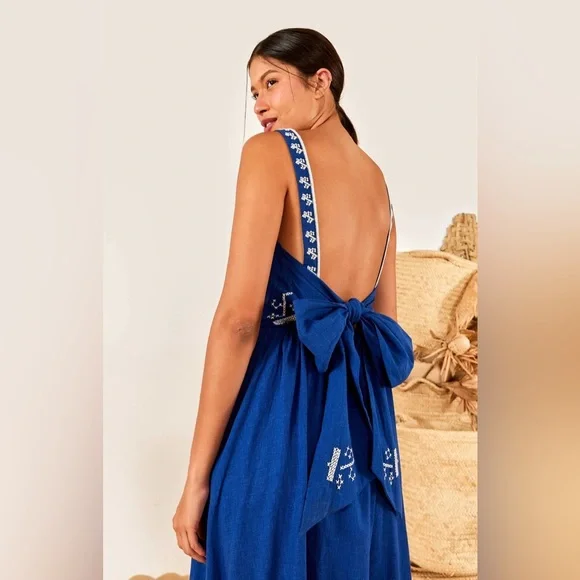 Farm Rio square neck Embroidered midi dress - Picture 9 of 16